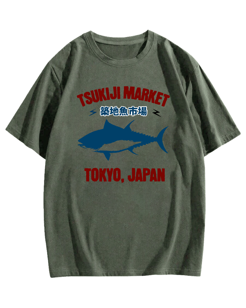 Seafood and Fish Market Cotton casual T-shirt