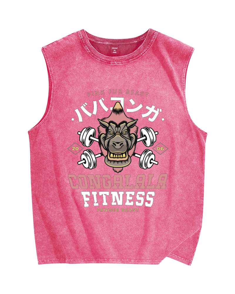 Congalala Fitness Vintage Distressed Washed Tank Top