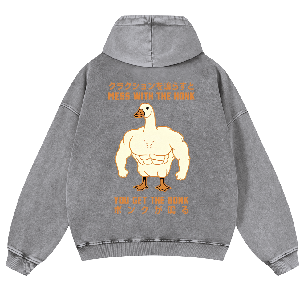 Duck Goose Vintage Washed Cotton Back Art Hoodie
