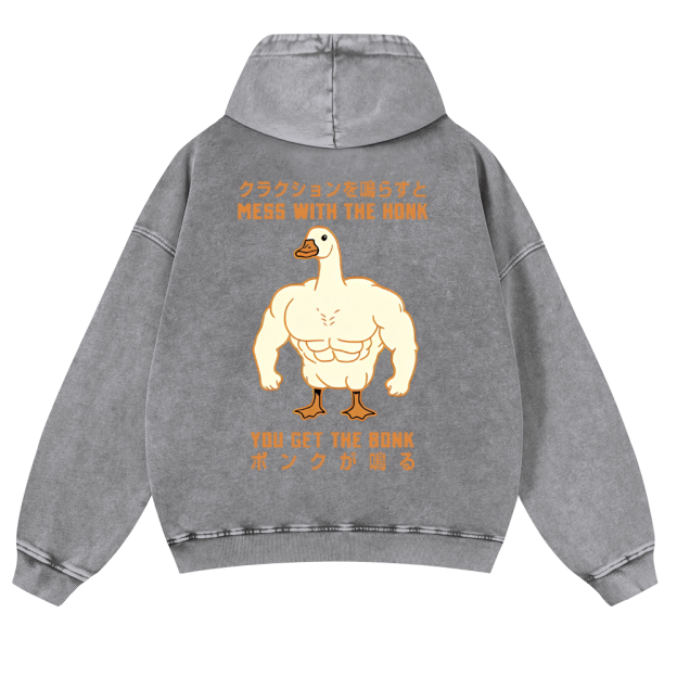Duck Goose Vintage Washed Cotton Back Art Hoodie