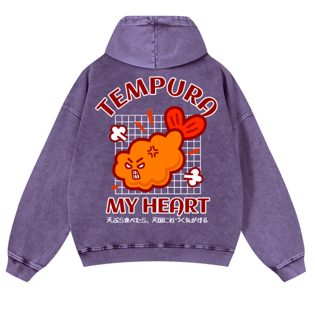 Tempura Shrimp Vintage Washed Cotton Back Art Hoodie