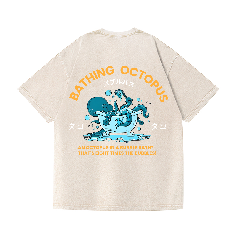 Bubble Bath Octopus Vintage Wash Japanese Design Back Art T-Shirt