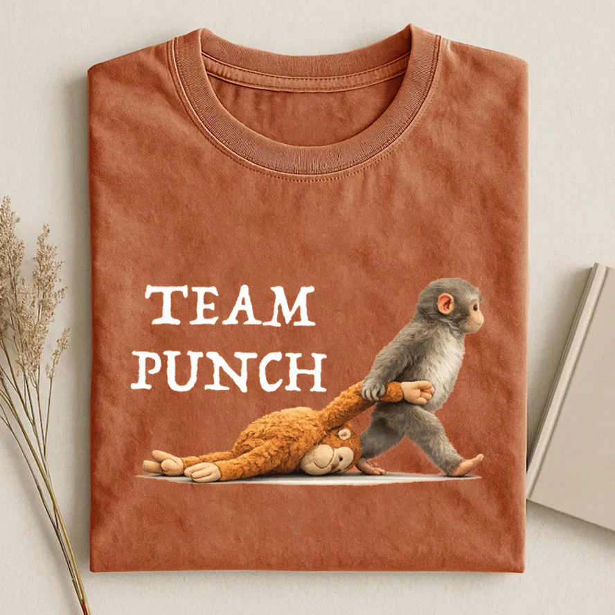 Unisex Team Punch Printed Washed Tee