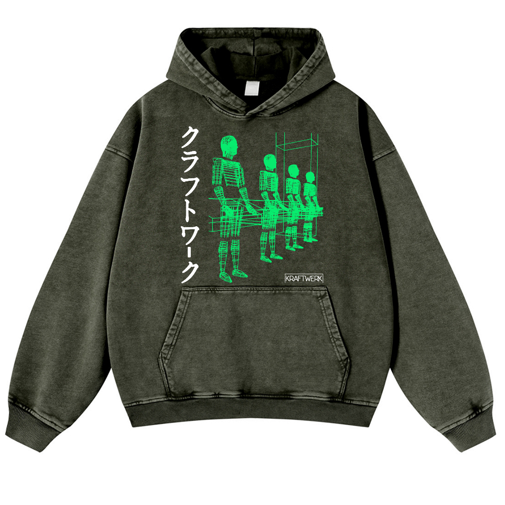 Kraftwerk Band Vintage Washed Thick Cotton Hoodie