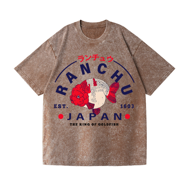 Ranchu, the King of Goldfish Vintage Wash Japanese Design T-Shirt