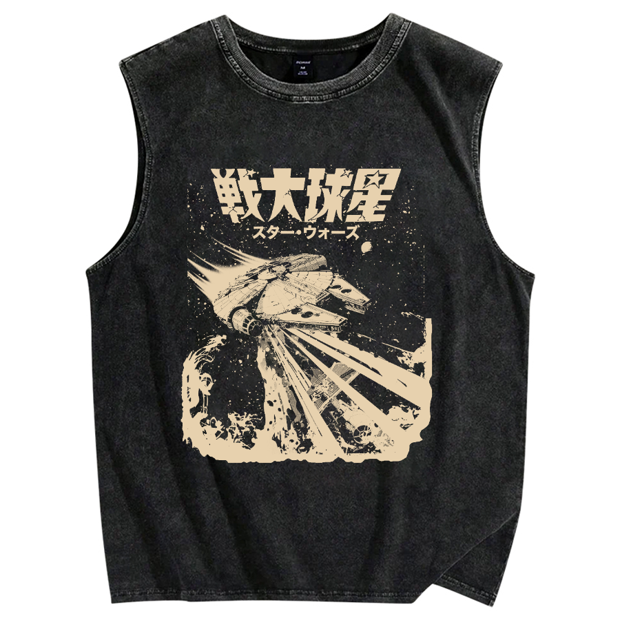 Falcon Space Battleship Vintage Distressed Washed Tank Top