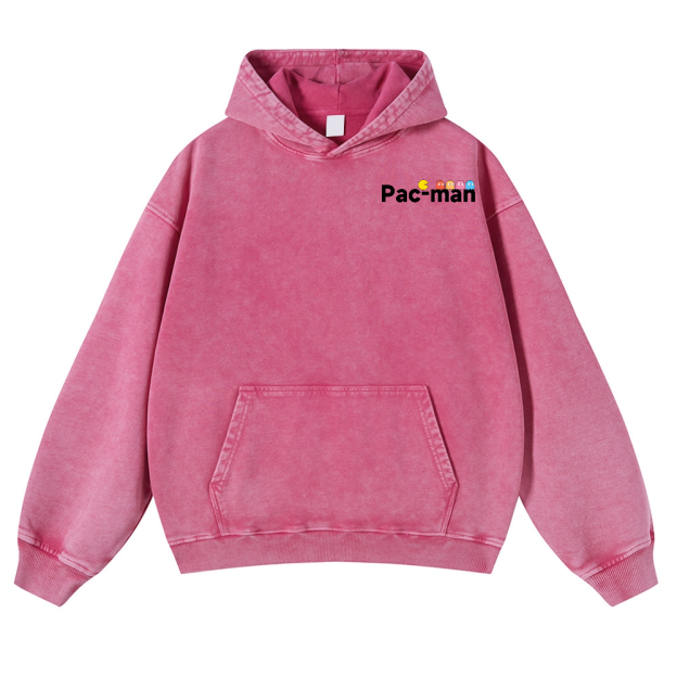 Pacman Vintage Washed Cotton Back Art Hoodie