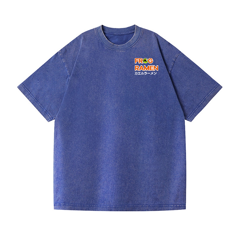 Frog Ramen Vintage Wash Japanese Design Back Art T-Shirt