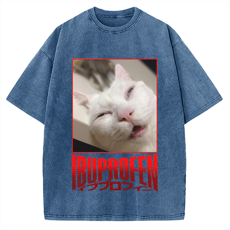 Ibuprofen Cat Vintage Washed T-shirt