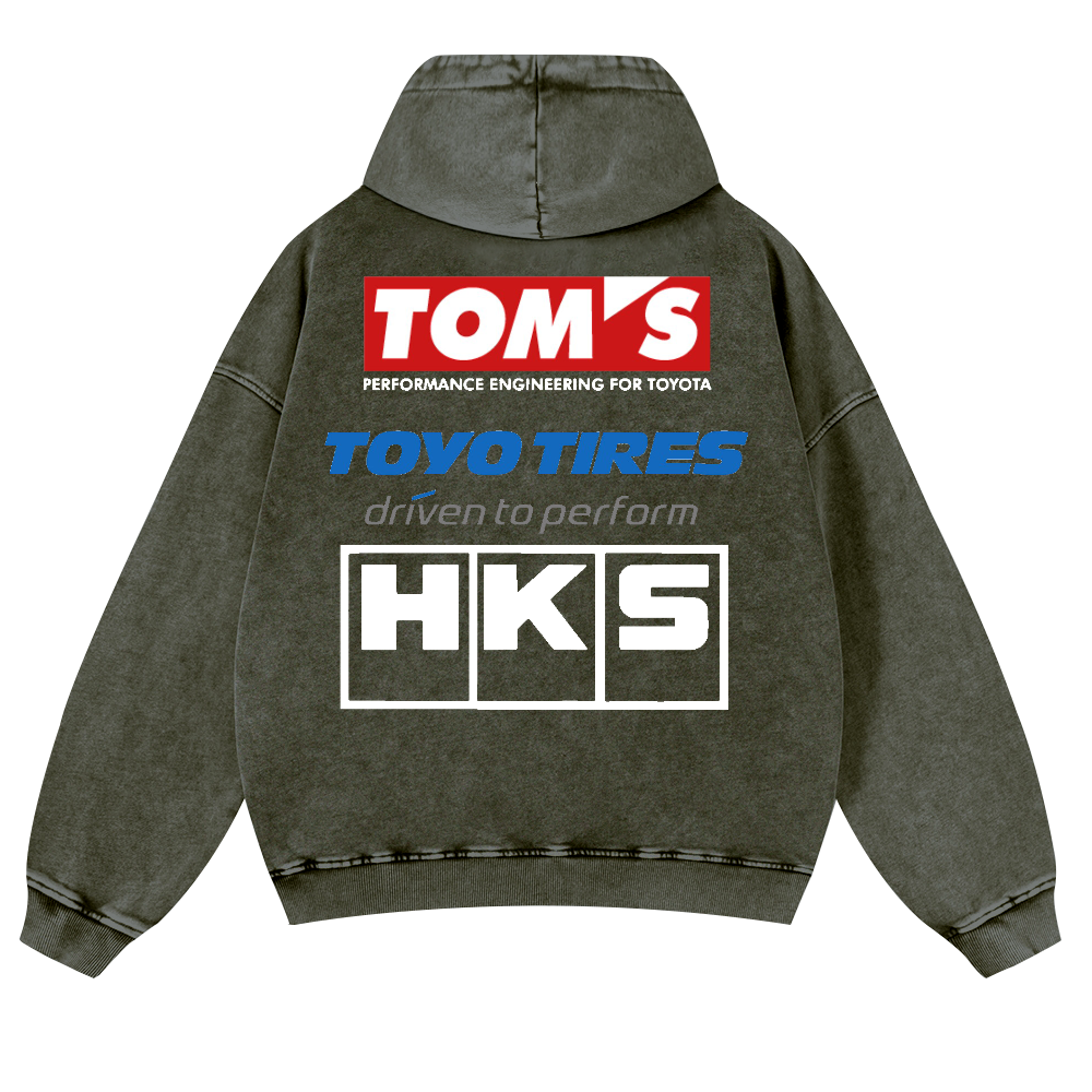 Tom's, Toyo Tires, HKS Vintage Washed Cotton Back Art Hoodie