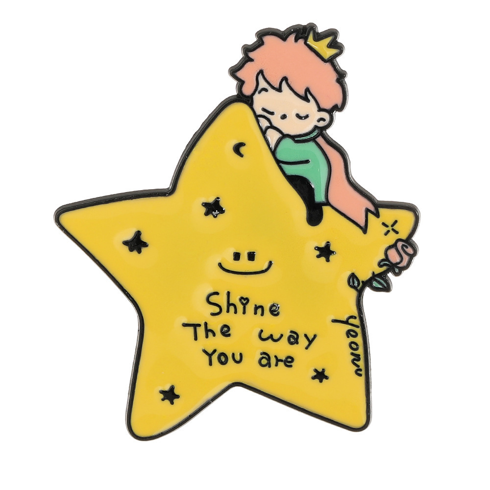 The Little Prince Rose Decorated Cosmic Fairy Tale Metal Pins