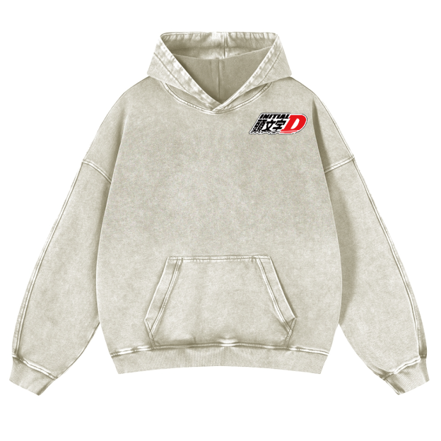 Initial D Vintage Washed Cotton Back Art Hoodie