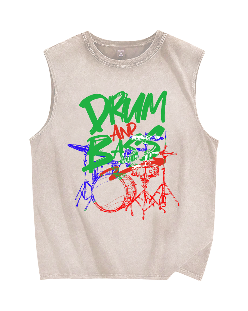 Drum And Bass Vintage Distressed Washed Tank Top