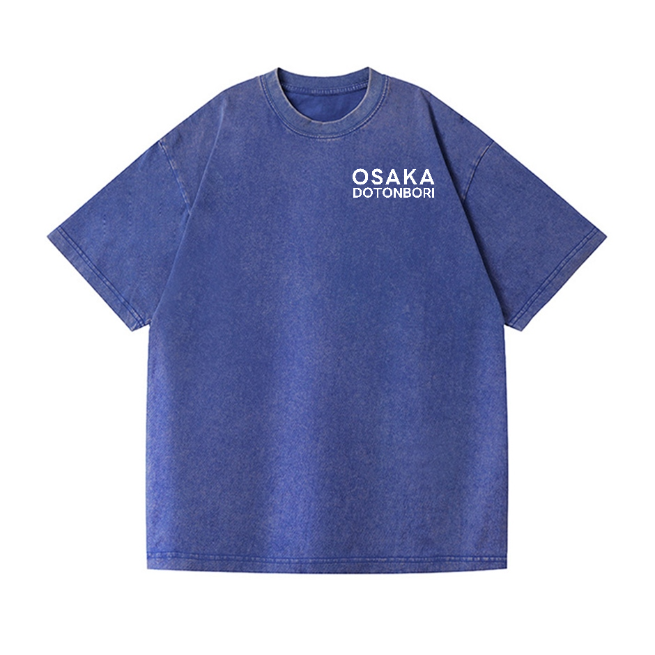 Osaka Dotonbori Drunken Octopus Vintage Wash Japanese Design Back Art T-Shirt