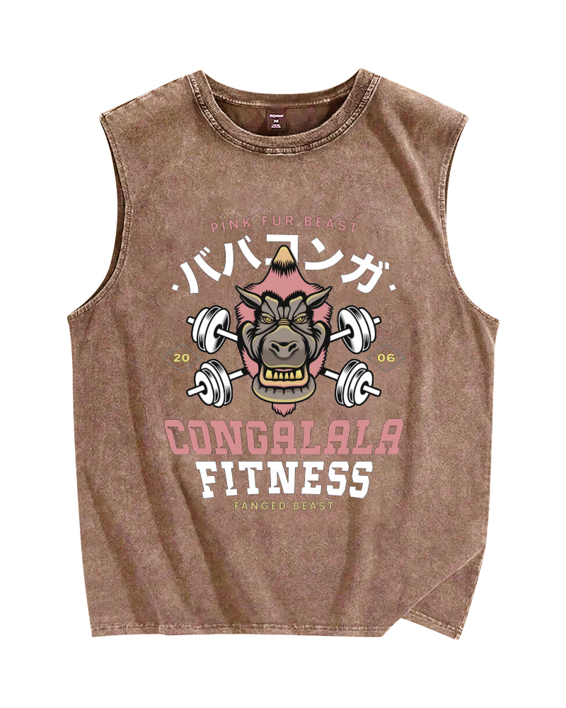 Congalala Fitness Vintage Distressed Washed Tank Top
