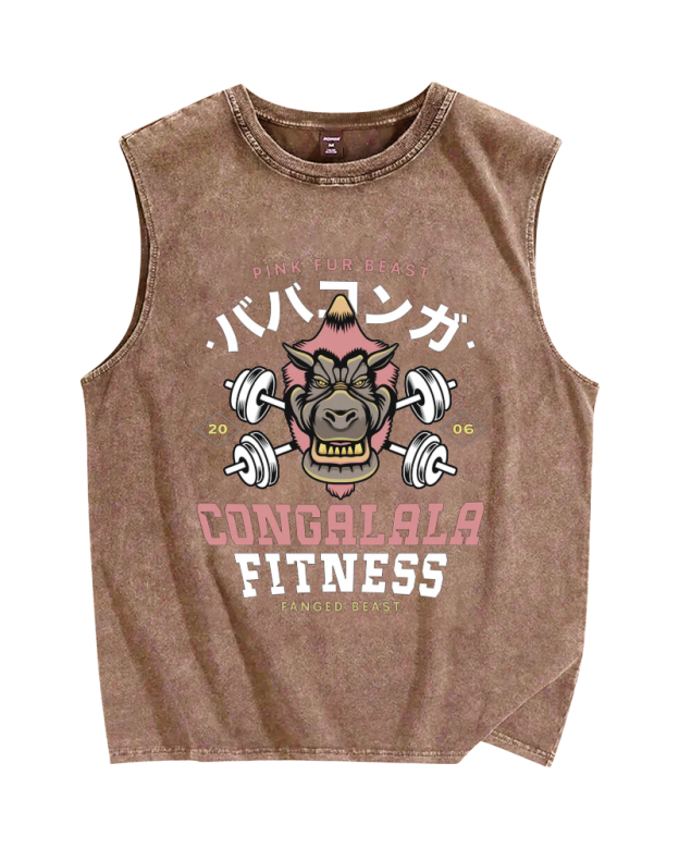 Congalala Fitness Vintage Distressed Washed Tank Top
