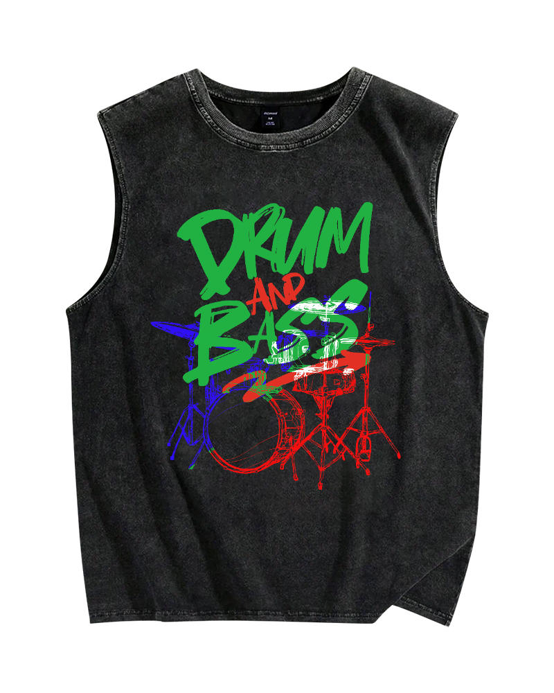Drum And Bass Vintage Distressed Washed Tank Top