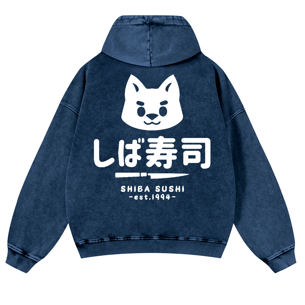 Shiba Sushi Vintage Washed Cotton Back Art Hoodie