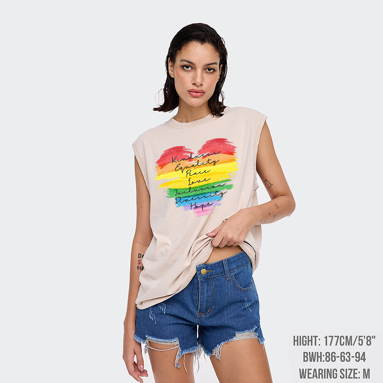 Kindness Equality Peace Love Washed Tanks