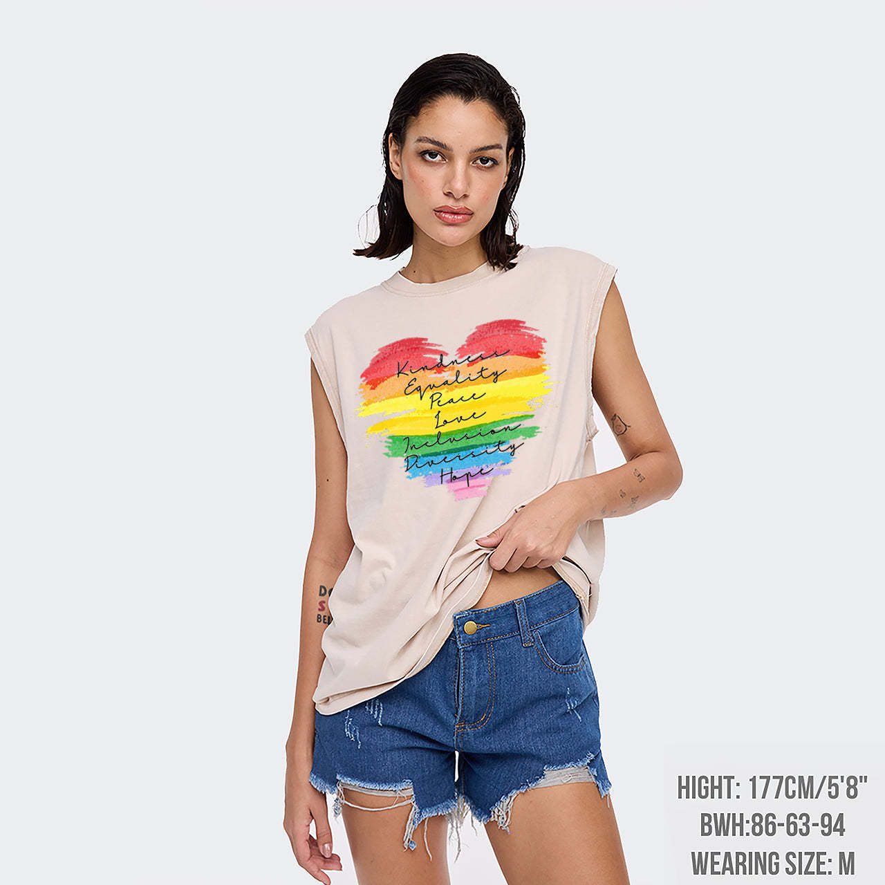 Kindness Equality Peace Love Washed Tanks