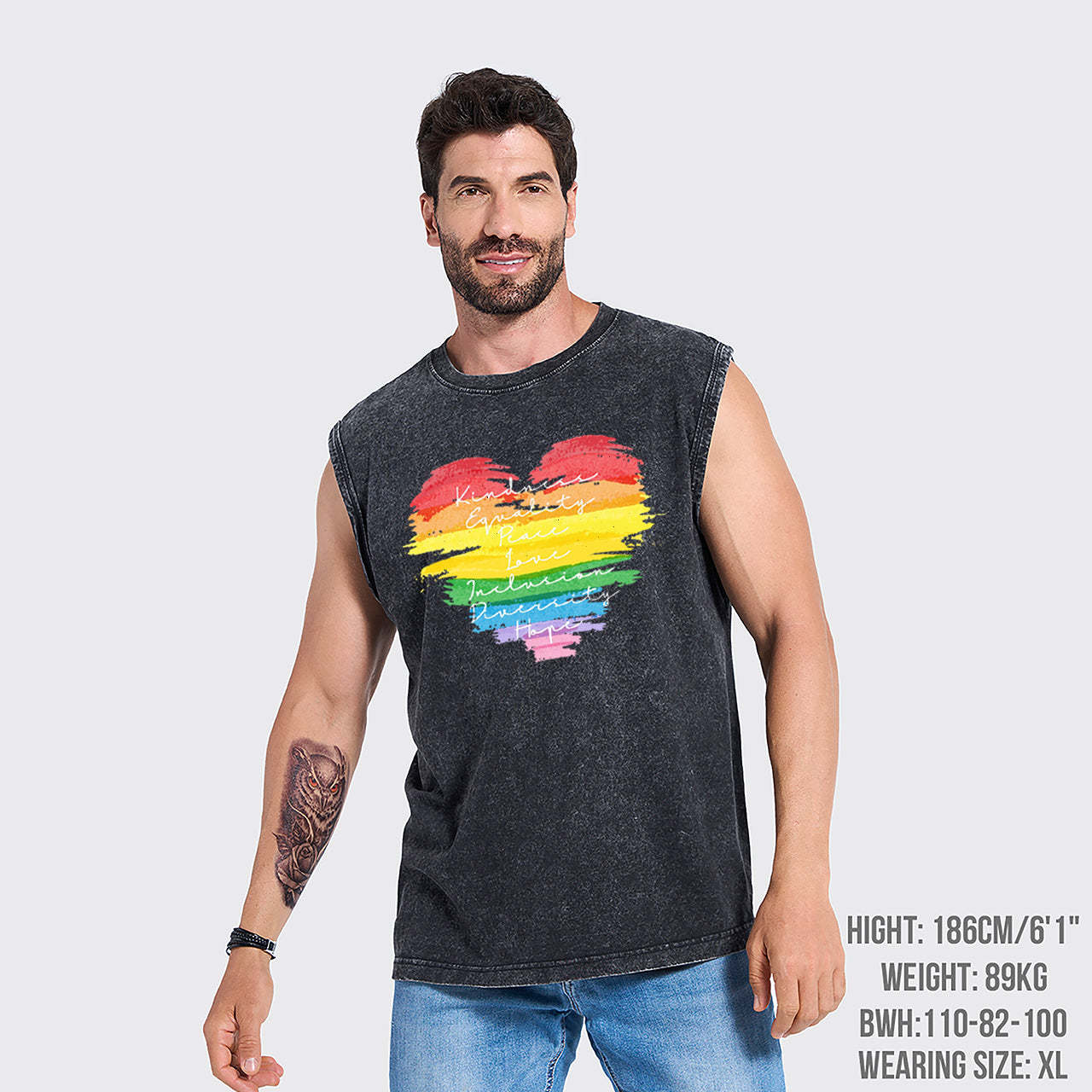 Kindness Equality Peace Love Washed Tanks