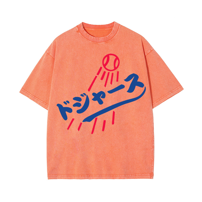 Dream Dodgers Baseball Vintage Wash Japanese Design T-Shirt
