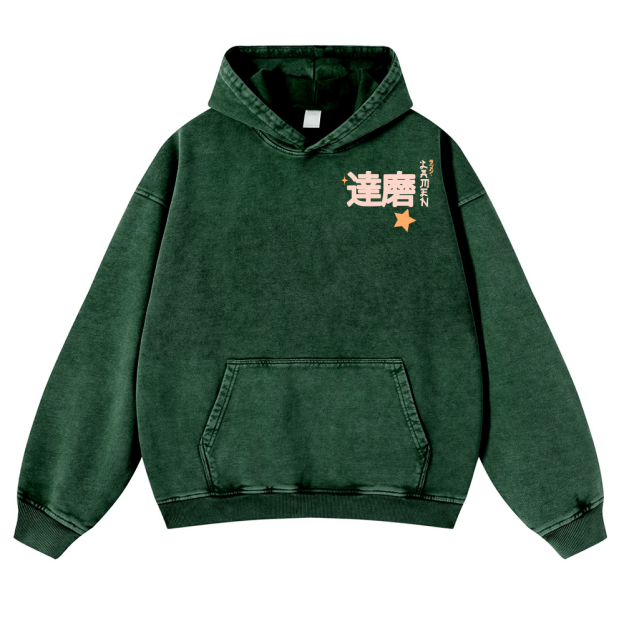 Daruma Ramen Vintage Washed Cotton Back Art Hoodie