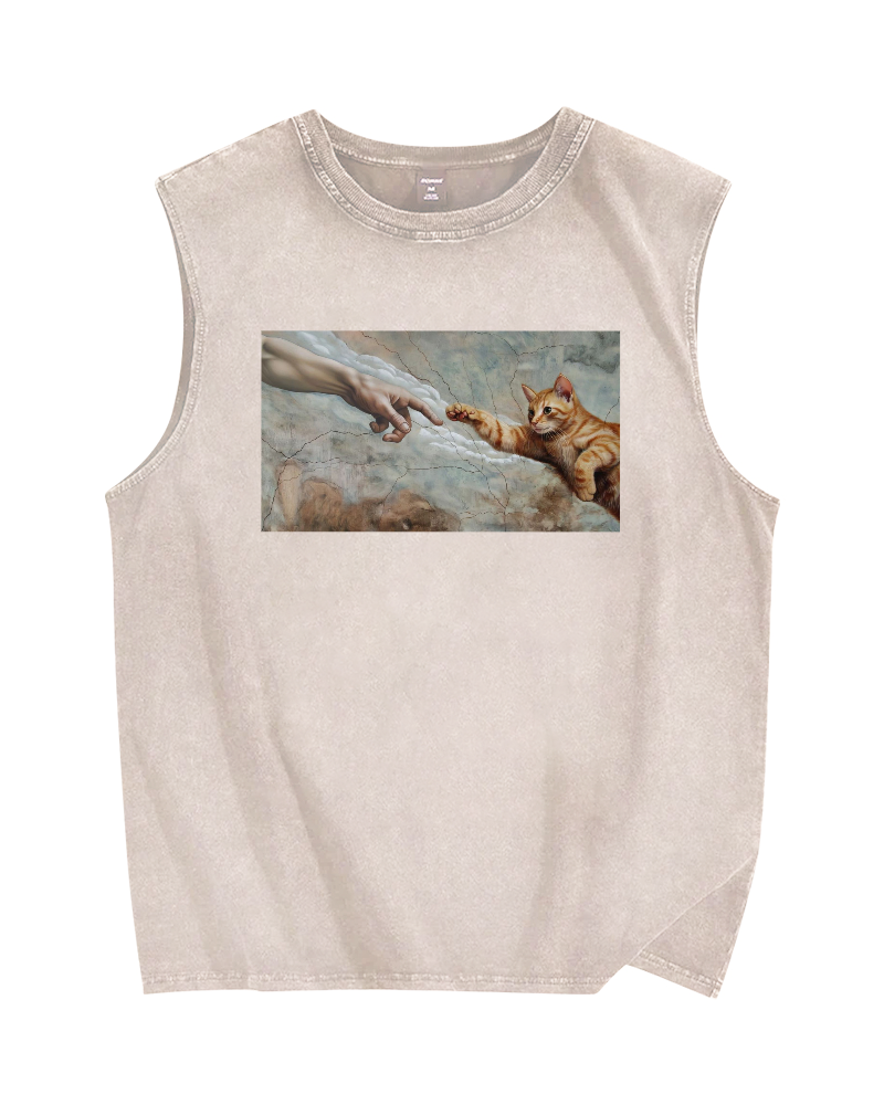 The Creation of Cat Vintage Distressed Washed Tank Top
