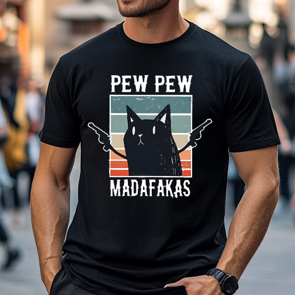 Pew Pew Madafakas Cat Japanese Style Classic Tee