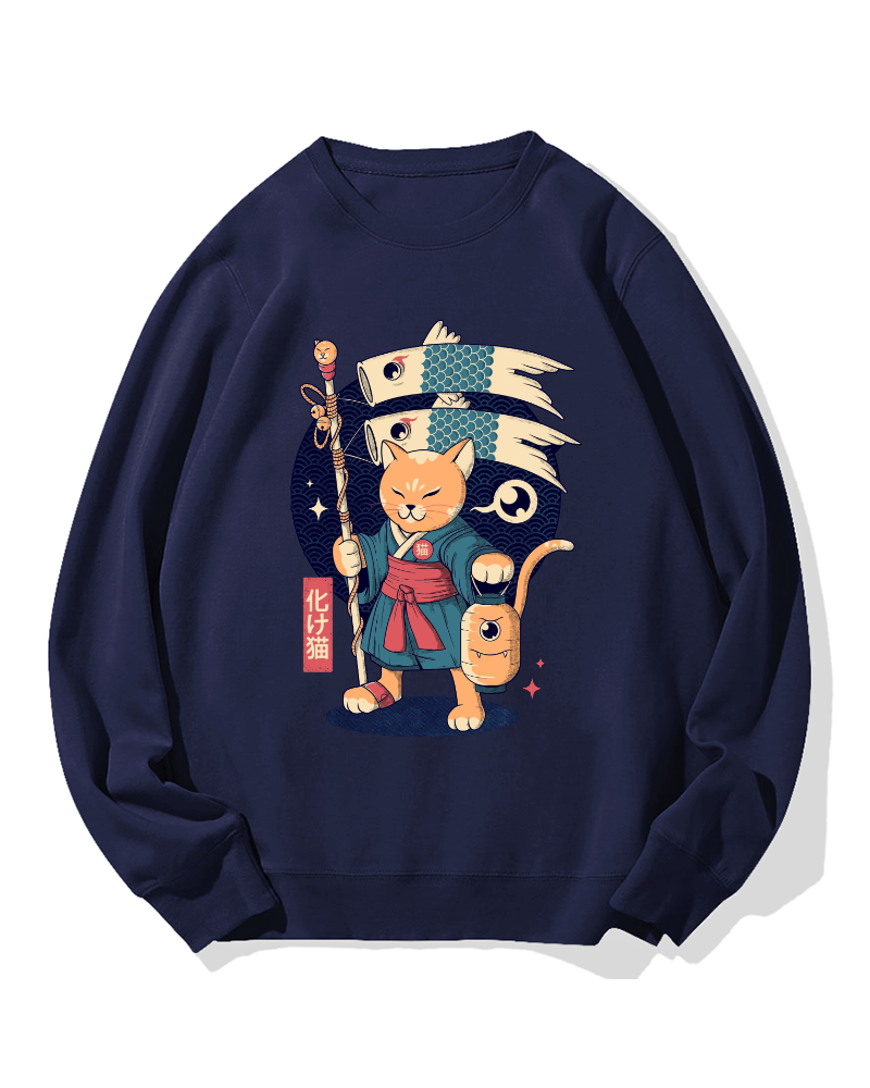 Japanese Cat Cotton Sweatshirt