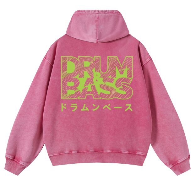 Drum & Bass Vintage Washed Cotton Back Art Hoodie