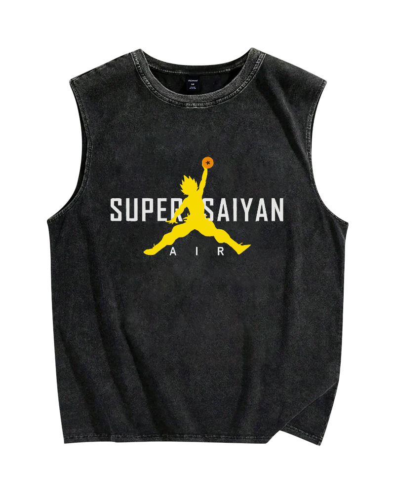 Super saiyan Vintage Distressed Washed Tank Top