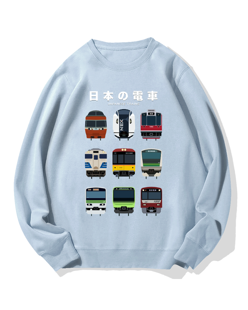 Japanese Trains Cotton Sweatshirt