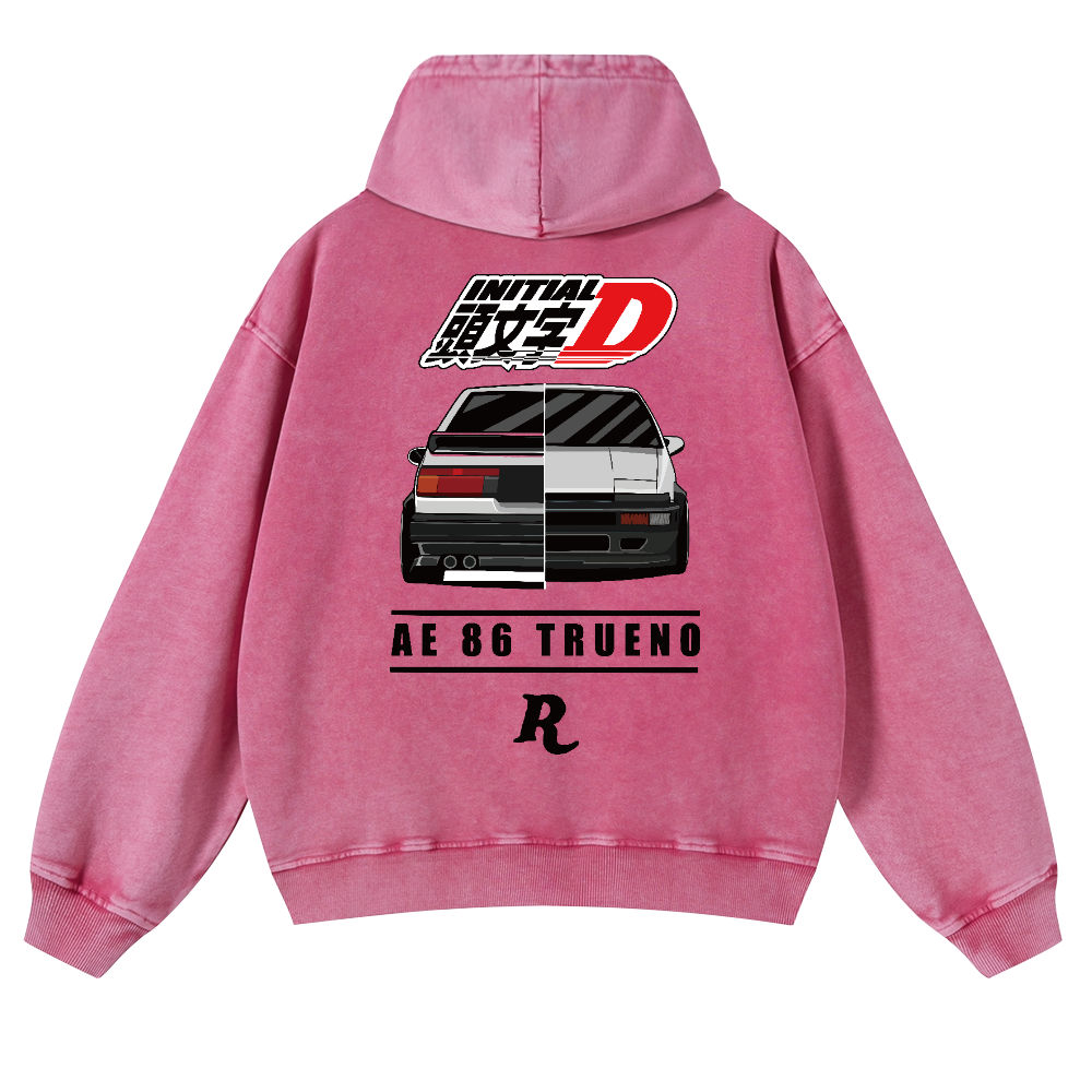 Initial D Vintage Washed Cotton Back Art Hoodie