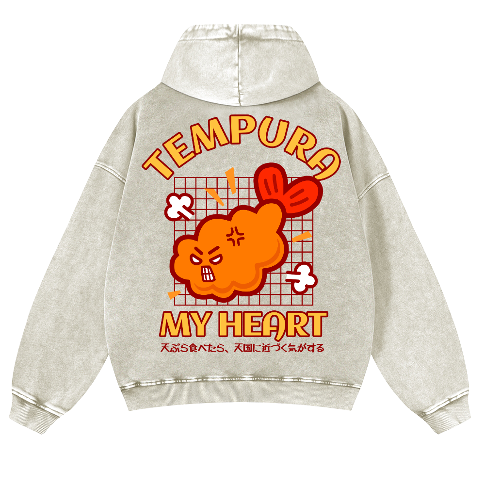 Tempura Shrimp Vintage Washed Cotton Back Art Hoodie