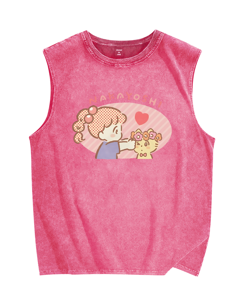 Good friend(nakayoshi) Vintage Distressed Washed Tank Top