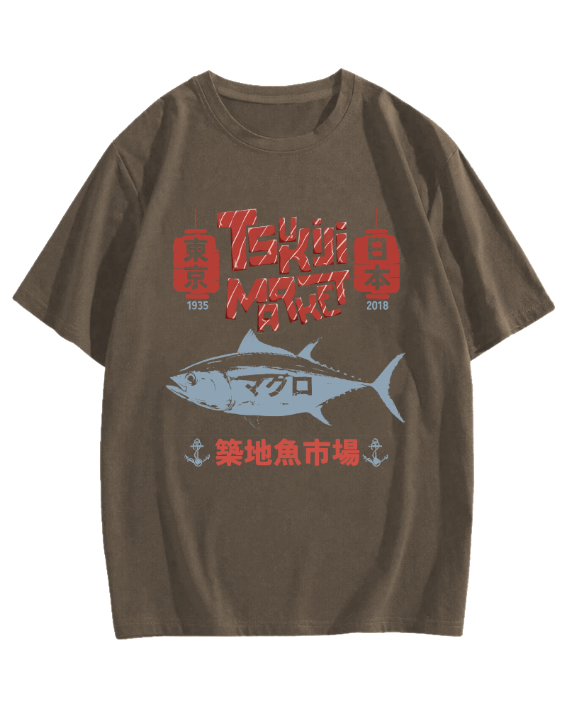 Tokyo Tsukiji Fish Market Cotton casual T-shirt