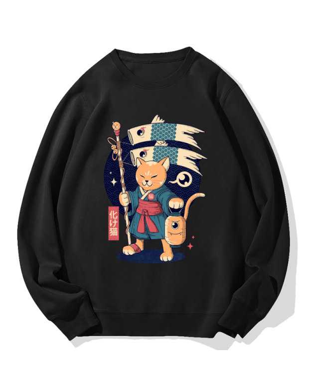 Japanese Cat Cotton Sweatshirt