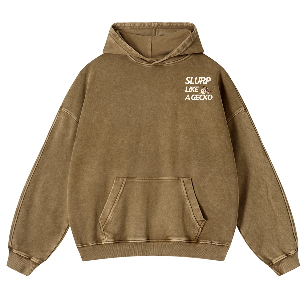 Gecko Vintage Washed Cotton Back Art Hoodie