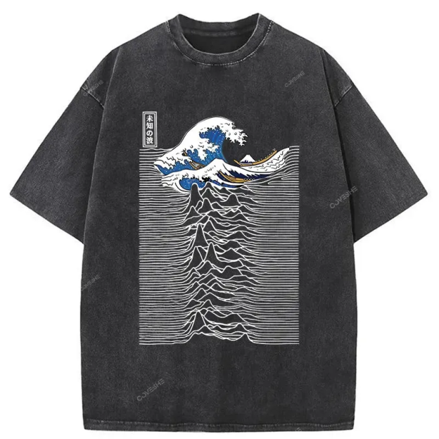 Music And Waves Washed T-Shirt