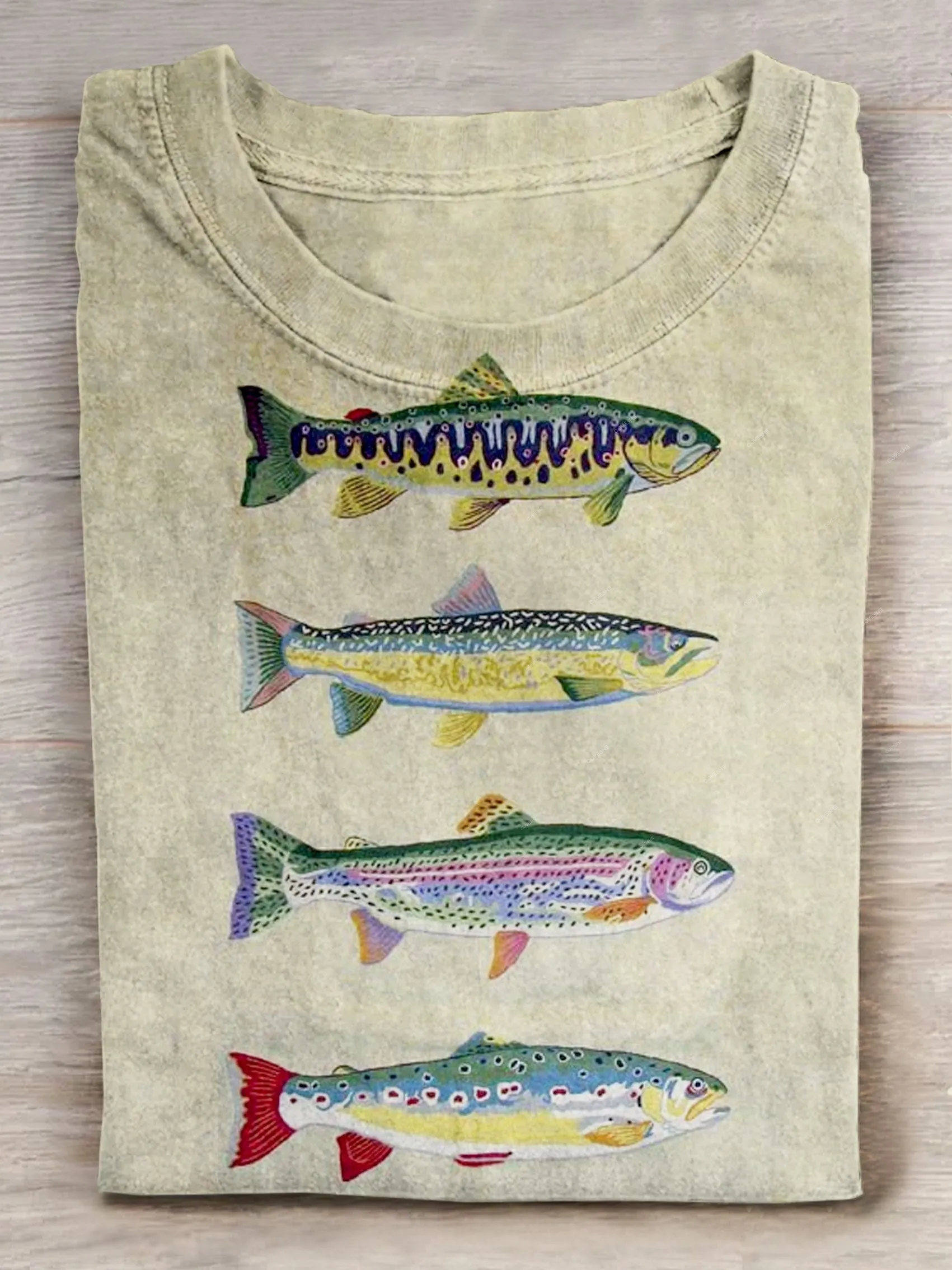 Fish Art Print Casaul Short Sleeve T-shirt