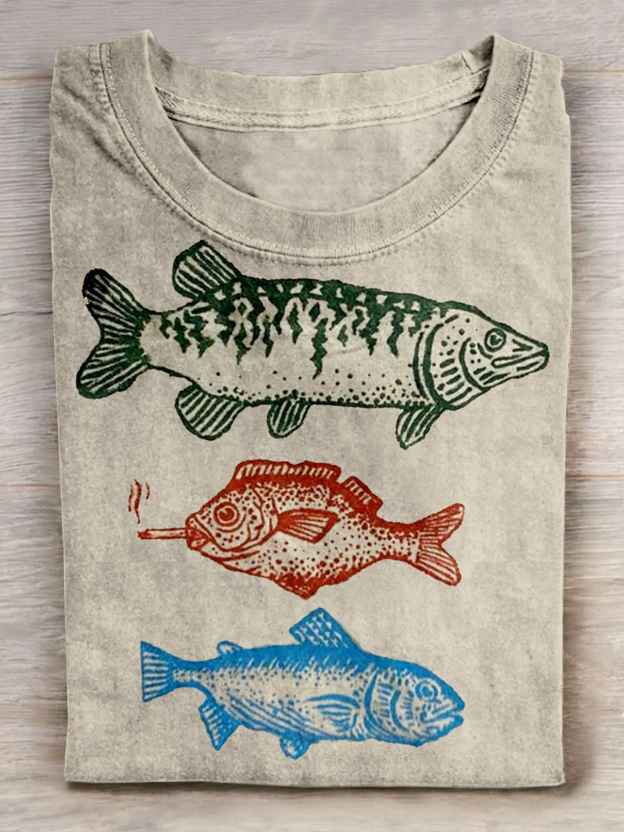 Fish Art Print Causal Short Sleeve T-shirt