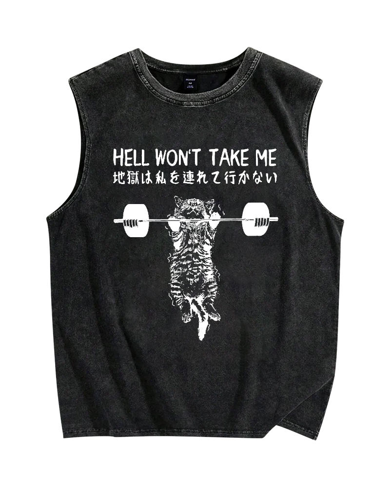 Hell Won't Take Me Vintage Distressed Washed Tank Top