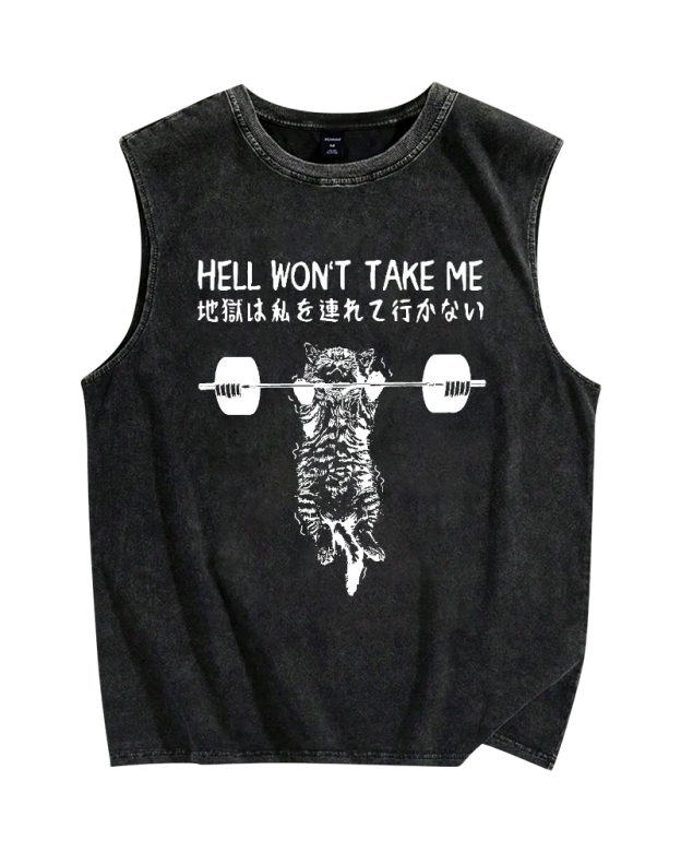 Hell Won't Take Me Vintage Distressed Washed Tank Top