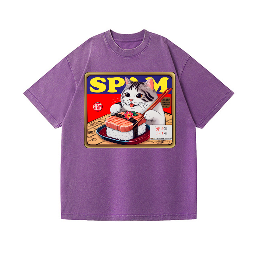 Sushi Cat Vintage Wash Japanese Design T-Shirt