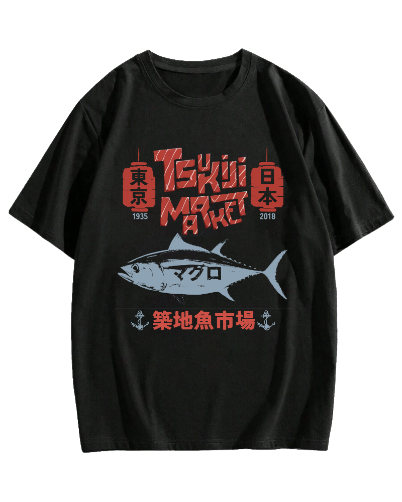 Tokyo Tsukiji Fish Market Cotton casual T-shirt