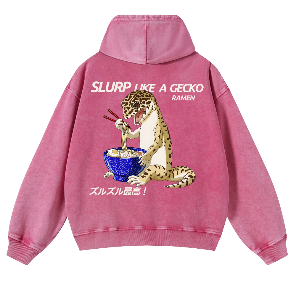 Gecko Vintage Washed Cotton Back Art Hoodie