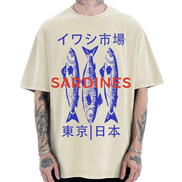 Japan Sardines Market Vintage Washed T-shirt
