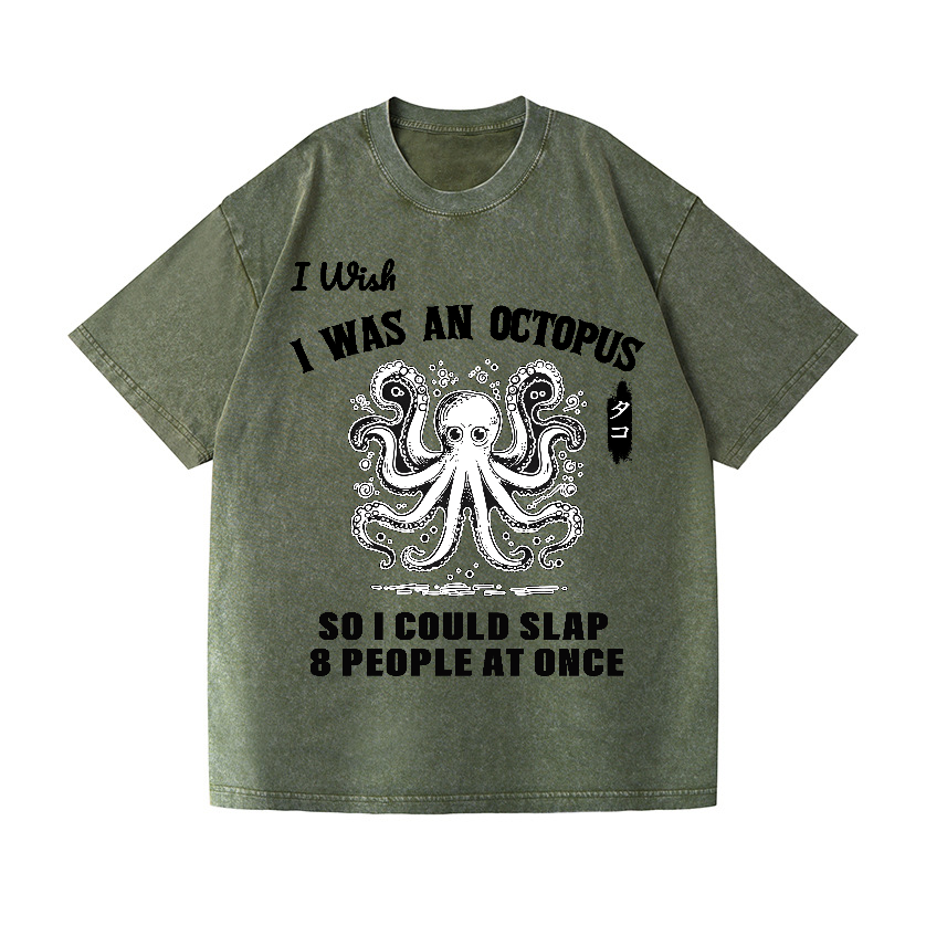 Octopus Vintage Wash Japanese Design T-Shirt
