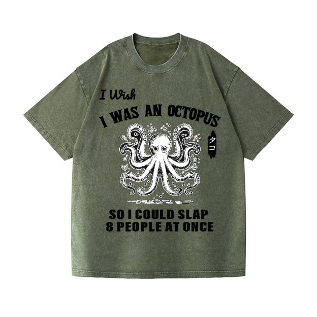 Octopus Vintage Wash Japanese Design T-Shirt